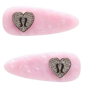 Lululemon Jewelled Alligator Clips 2 Pack Blush Blend/Silver